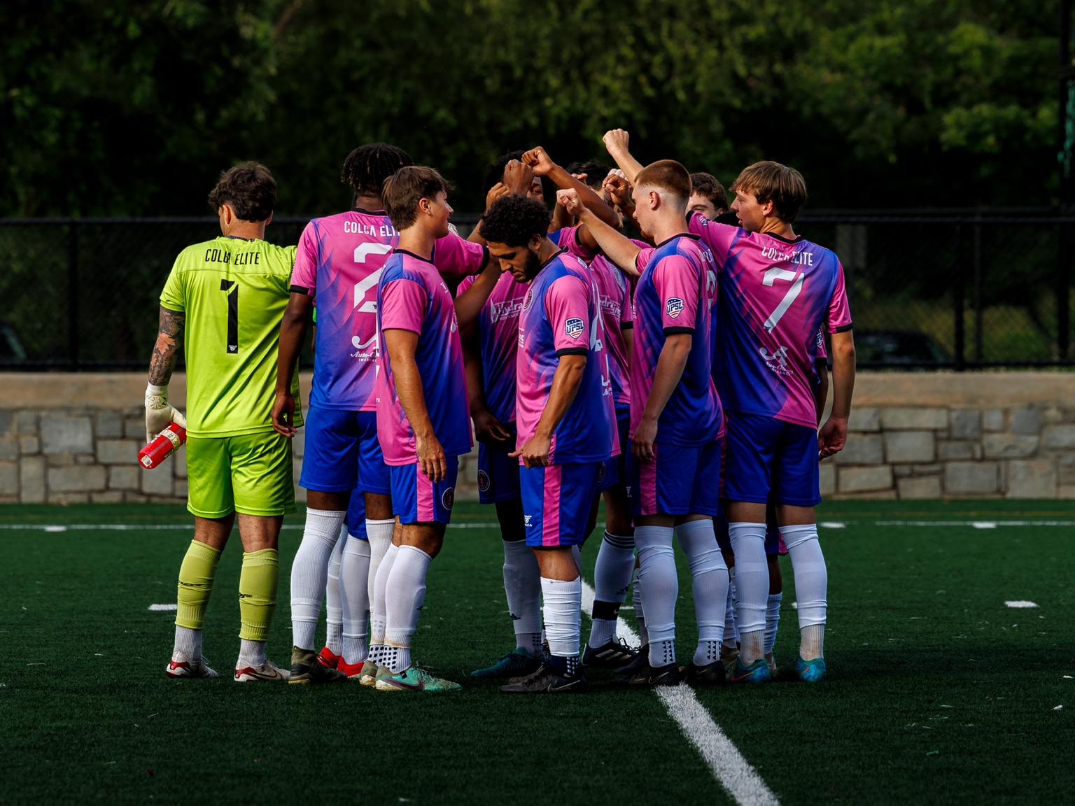 FC Columbus Elite team huddle during the Spring 2025 season